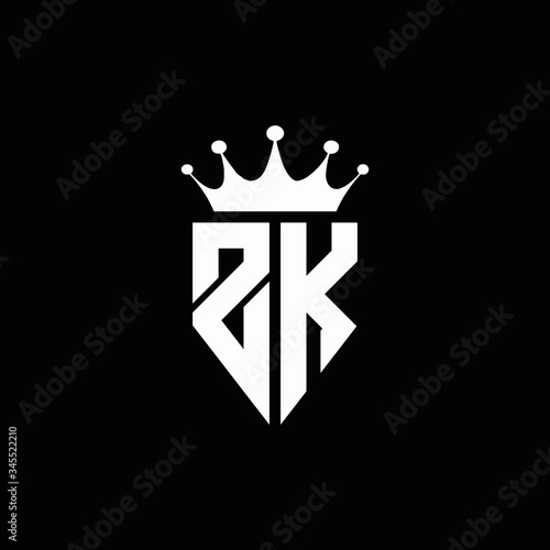 ZK logo monogram emblem style with crown shape design template photo