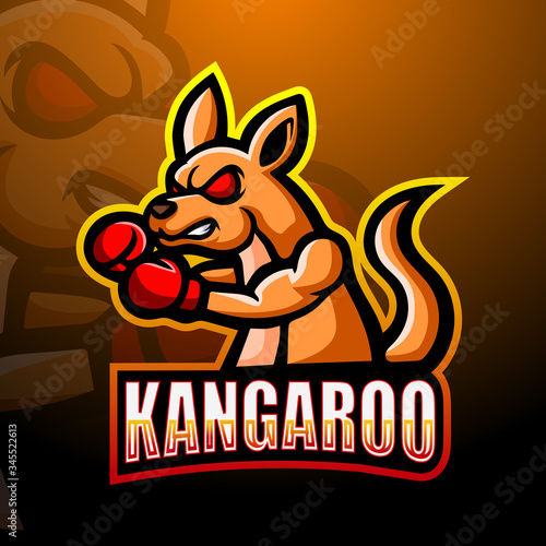 Kangaroo boxer mascot esport logo design