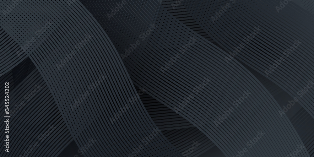 Modern black abstract curve lines background for presentation design, banner, brocure, and business card. Vector illustration with 3d stripes overlap design Modern black abstract curve lines background for presentation design, banner, brocure, and business card. Vector illustration with 3d stripes overlap design