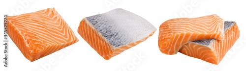 raw salmon, fish isolated on white background, clipping path, full depth of field