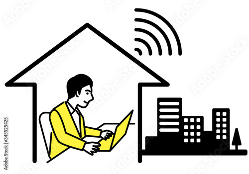 Remote working from home. Vector illustration.