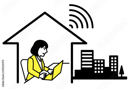 Remote working from home. Vector illustration.