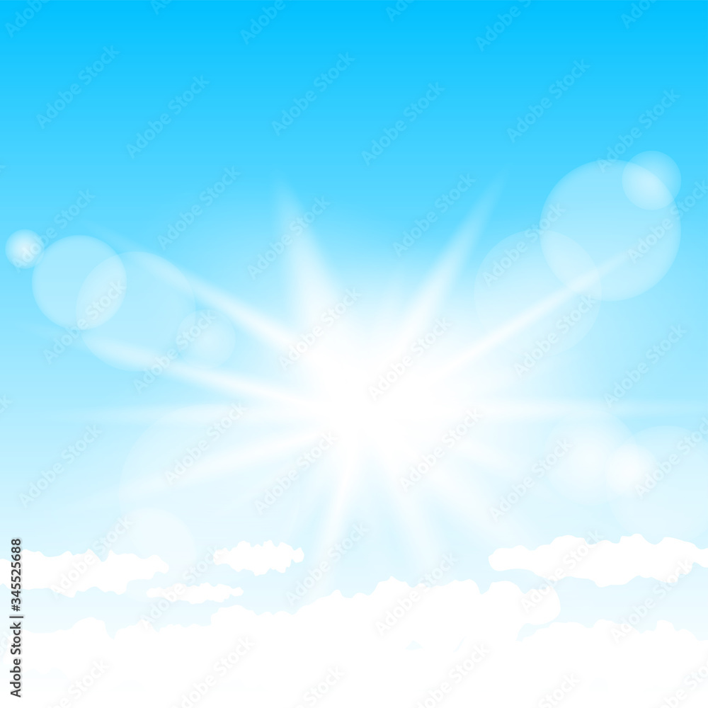 Fototapeta premium blue sky and sun lights mockup