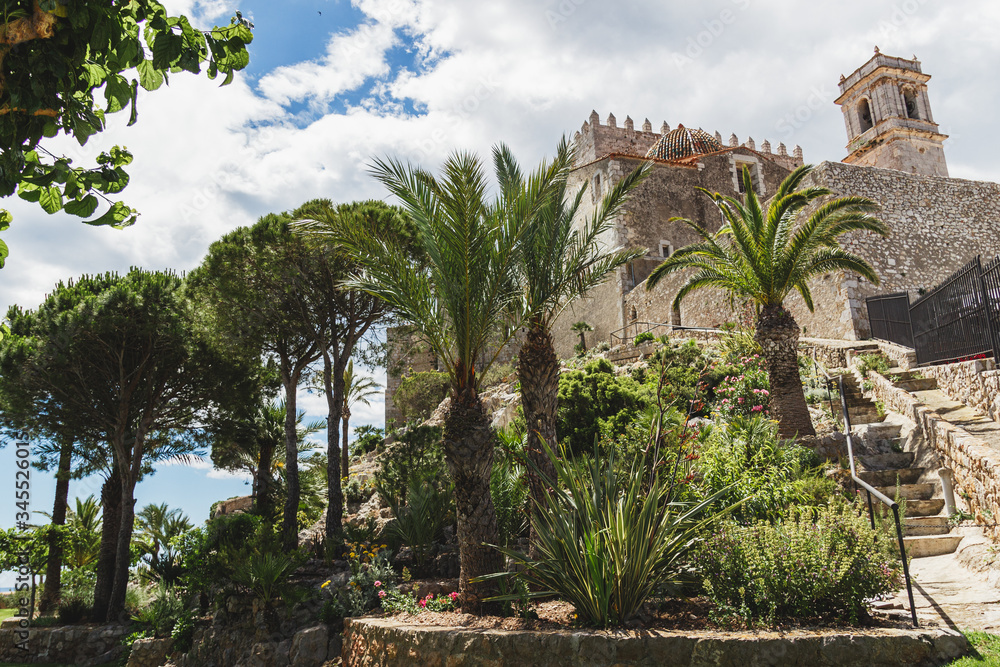 Beautiful gardens of the Pope Luna's Castle , Peñiscola, Castellon, Spain