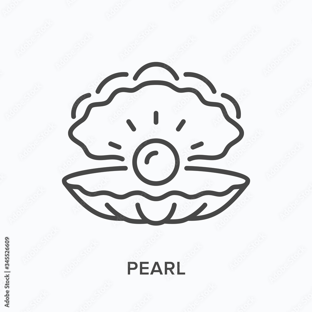 Pearl line icon. Vector outline illustration of sea shell. Marine clam pictorgam Pearl line icon. Vector outline illustration of sea shell. Marine clam pictorgam
