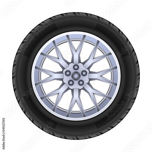 Wheel vector icon.Realistic vector icon isolated on white background wheel.