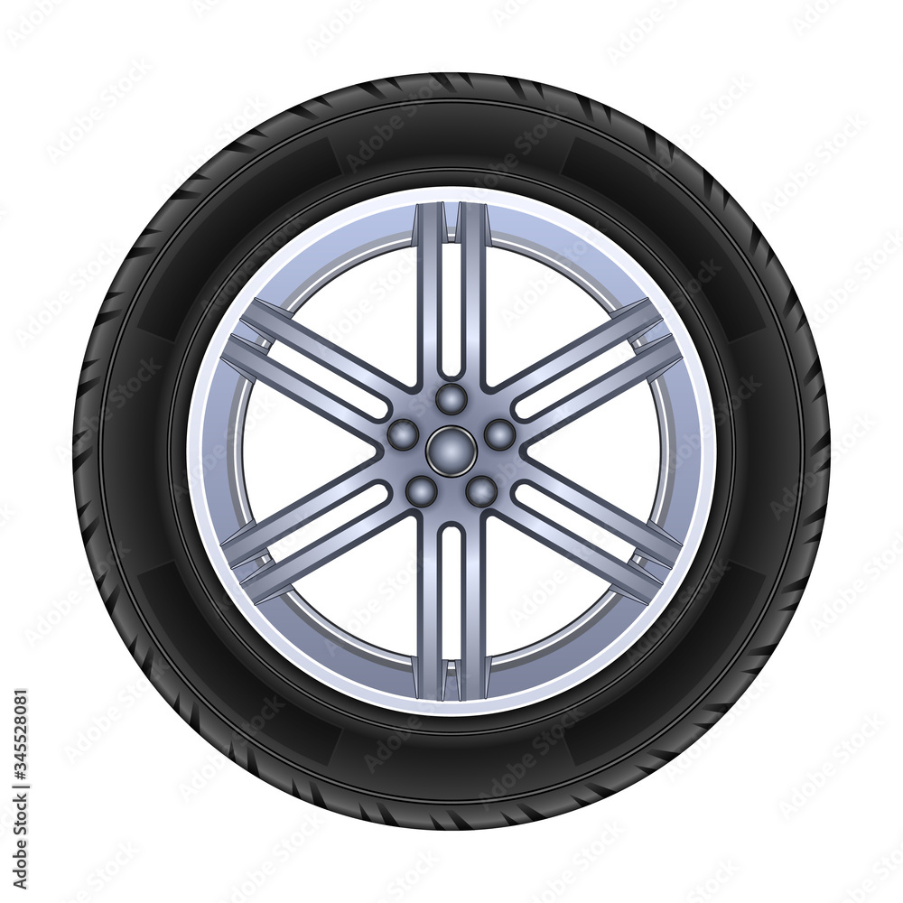Wheel vector icon.Realistic vector icon isolated on white background wheel.