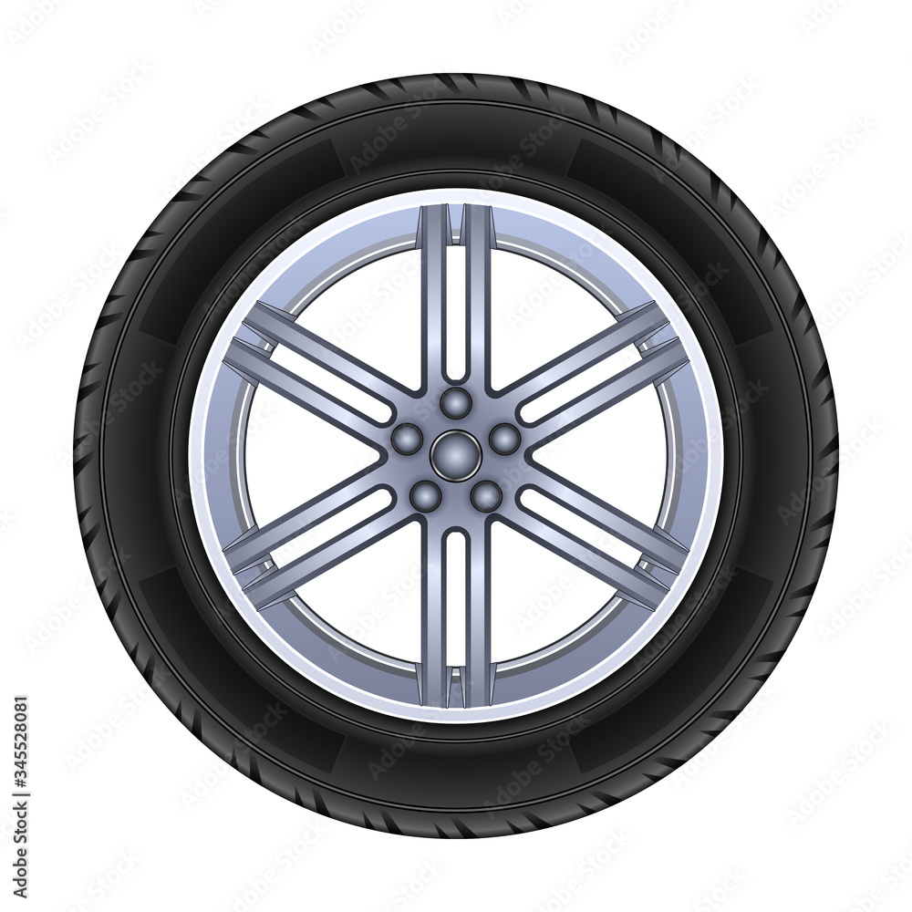 Fototapeta premium Wheel vector icon.Realistic vector icon isolated on white background wheel.