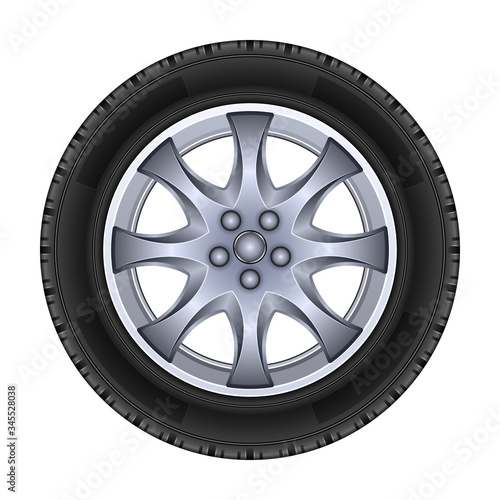 Wheel vector icon.Realistic vector icon isolated on white background wheel.