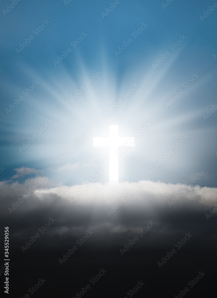 Religious background with Holy Cross glowing