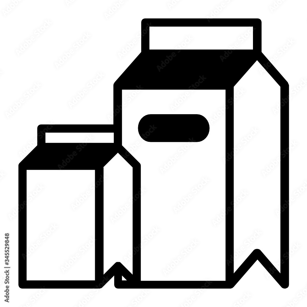 Liquid Milk Packaging Design, Hygiene Food Delivery Concept, Working from Home symbol on White background, Cardboard Folded Packet for Takeway Vector Glyph Icon Design Liquid Milk Packaging Design, Hygiene Food Delivery Concept, Working from Home symbol on White background, Cardboard Folded Packet for Takeway Vector Glyph Icon Design