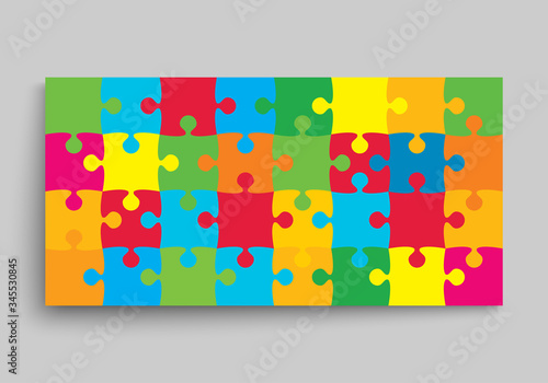 Vector background color piece puzzle frame jigsaw