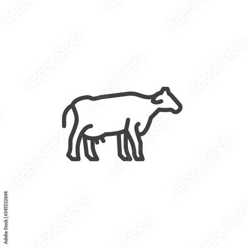 Cow  farm animal line icon. linear style sign for mobile concept and web design. Livestock cow  side view outline vector icon. Symbol  logo illustration. Vector graphics