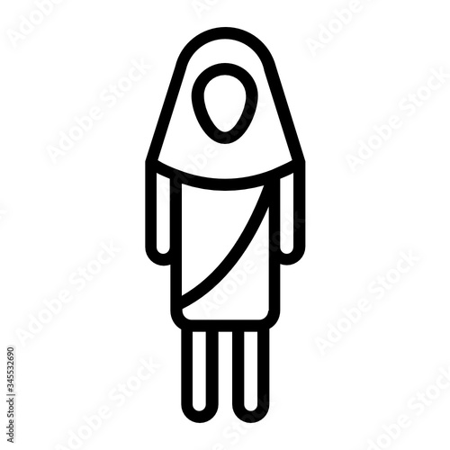 Teen age girl wearing Abaya concept, Hijab Outfits for Muslim women vector Icon design, Ramazan kareem and Islamic Symbols on white background, 