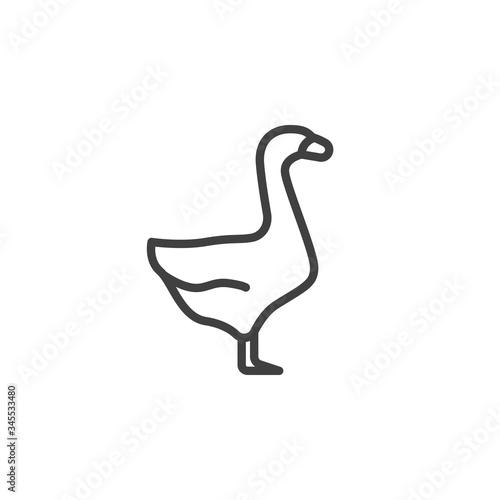 Goose farm animal line icon. linear style sign for mobile concept and web design. Livestock, goose side view outline vector icon. Symbol, logo illustration. Vector graphics
