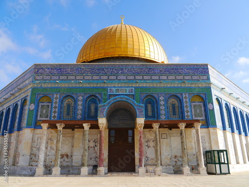 frontal view on the entrance gate of the iconic Dome of the Rock, Jerusalem, Israel, Near East 