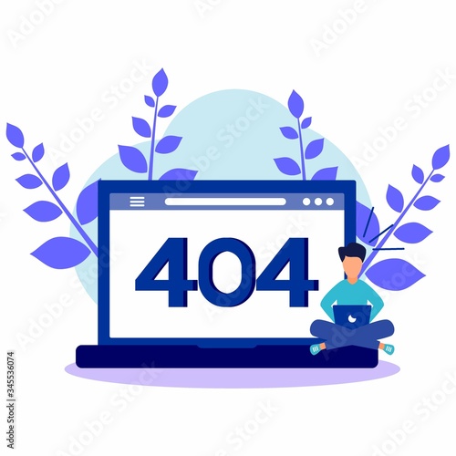 Vector illustration of business concept, error 404, disconnected from the Internet, unavailable, businessman upset.