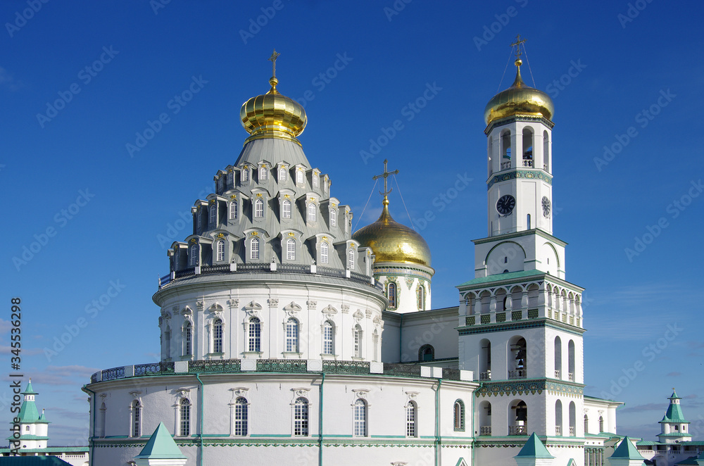 ISTRA, RUSSIA - October, 2019: The New Jerusalem Monastery, also known as the Voskresensky Monastery ISTRA, RUSSIA - October, 2019: The New Jerusalem Monastery, also known as the Voskresensky Monastery