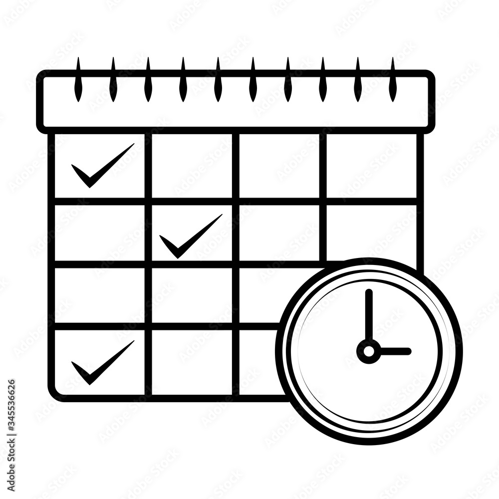 Business Appointment Calendar With Time Clock Line Art Vector Icon business-appointment-calendar-with-time-clock-line-art-vector-icon