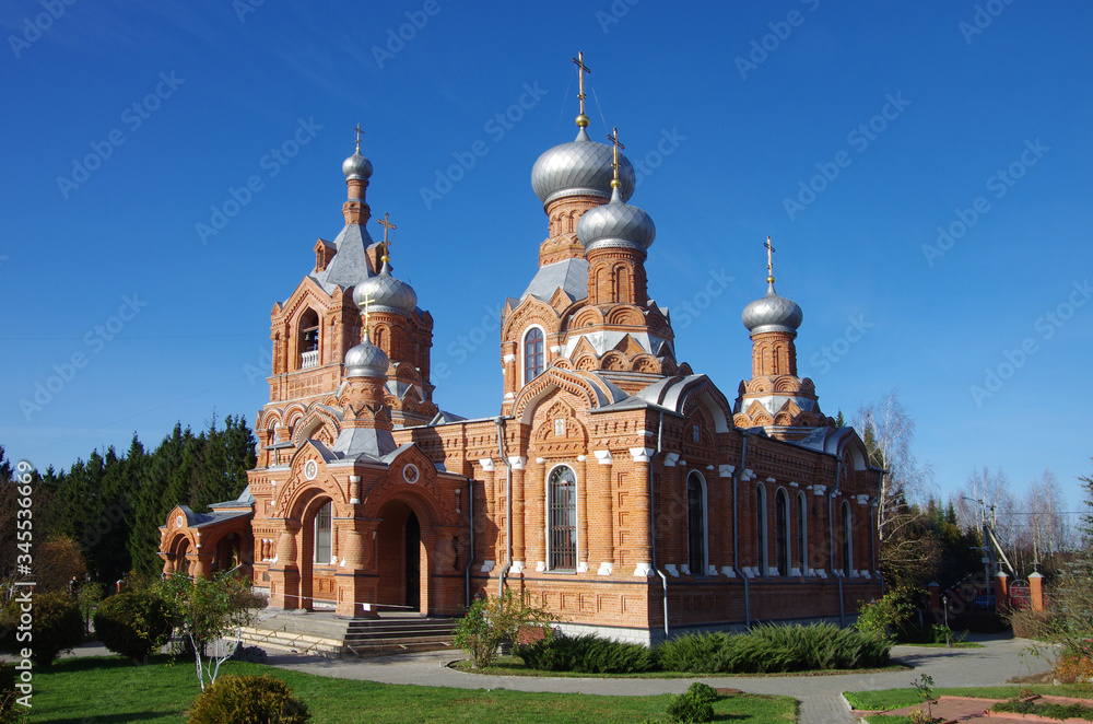 Darna village, Istra region, Russia - October, 2019: Church of The Exaltation of The Holy Cross