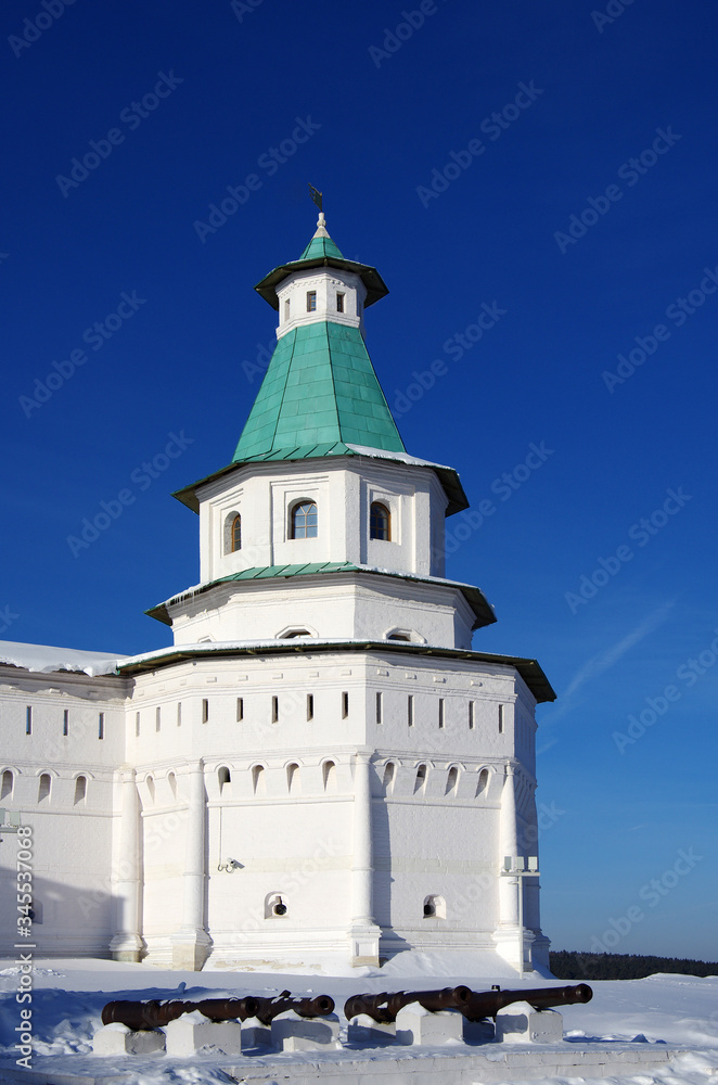 ISTRA, RUSSIA - January, 2019: The New Jerusalem Monastery, also known as the Voskresensky Monastery ISTRA, RUSSIA - January, 2019: The New Jerusalem Monastery, also known as the Voskresensky Monastery