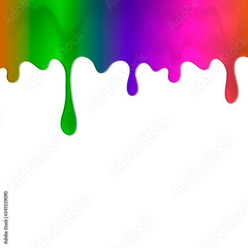 Multicolored spreading paint on a white background. Vector illustration