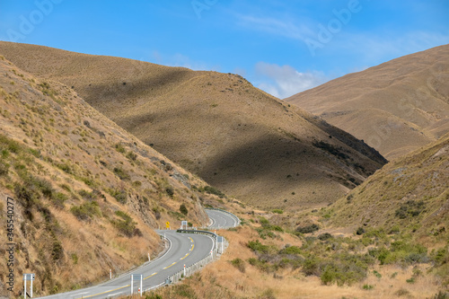 View along the Crown Range Road, South Island, New Zealand