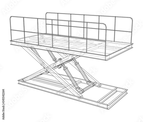 Scissors lift concept outline. Vector