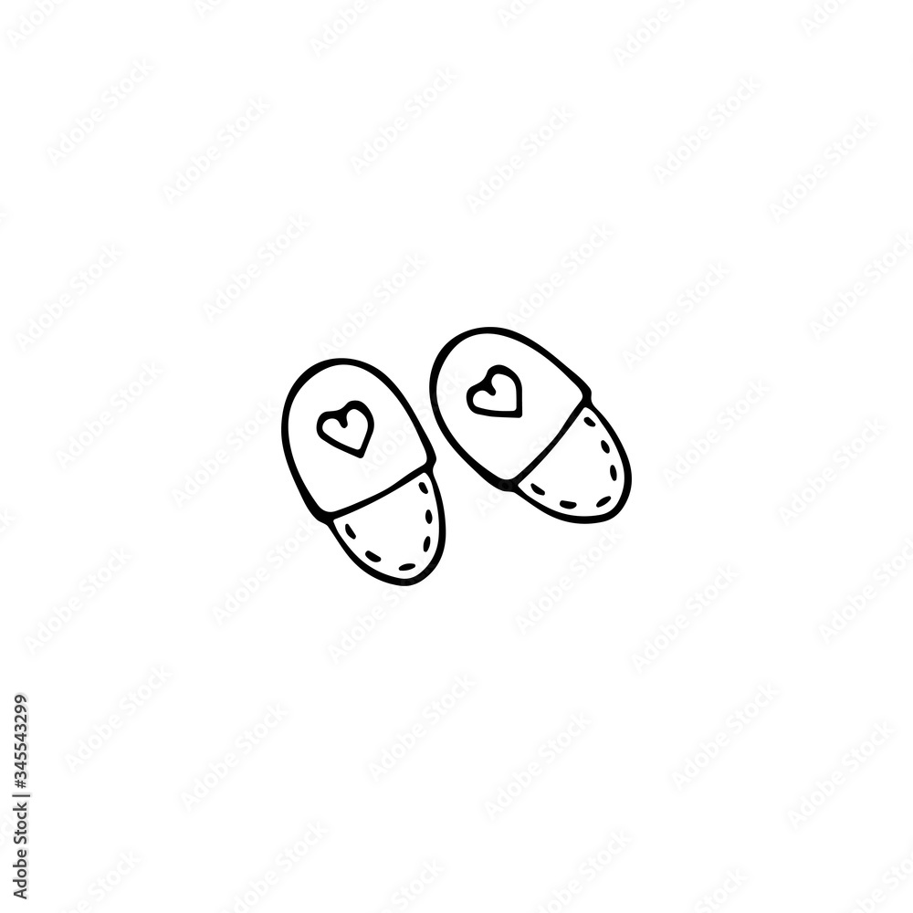 Hand drawn home slippers. Doodle vector illustration. Hand drawn home slippers. Doodle vector illustration.