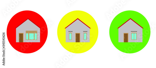 set of colored houses icon