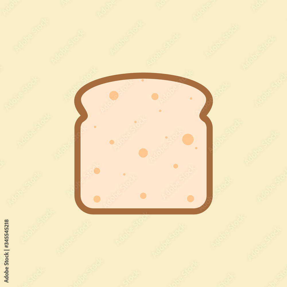 flat design single bread slice icon, stock vector illustration. Simple, flat slice of bread icon. Isolated on color background flat design single bread slice icon, stock vector illustration. Simple, flat slice of bread icon. Isolated on color background