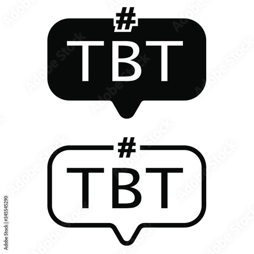 Tbt hashtag icon vector set. thursdat throw back illustration sign collection. abbreviation symbol.