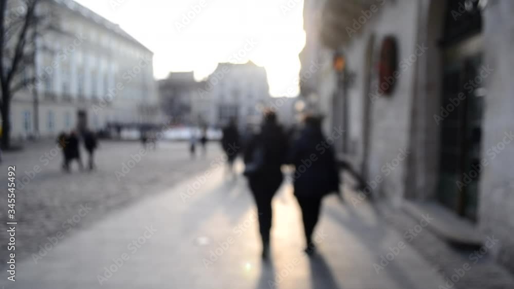 Blurred Background of many people on street square city town. Blurred Background of many people on street square city town.