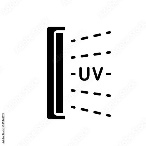 Silhouette Bactericidal UV lamp. Outline icon of disinfection light. Black illustration of medical device for home, clinic, hospital. Flat isolated vector on white background. Pandemic prevention