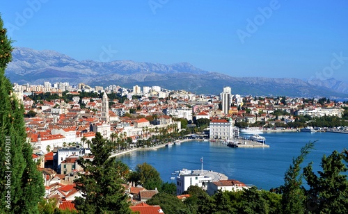 Aerial view of the old town and harbor of Split Croatia © Ingmar
