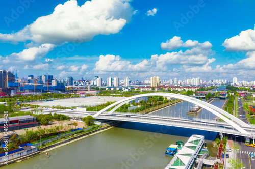Photography Scenery of Huangpu River foreshore Park in Shanghai, China