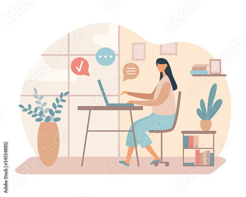 Woman working on remote project at home