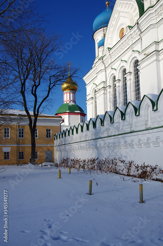 MOSCOW, RUSSIA - January, 2019: Nikolo-Perervinsky monastery in winter sunny day photo