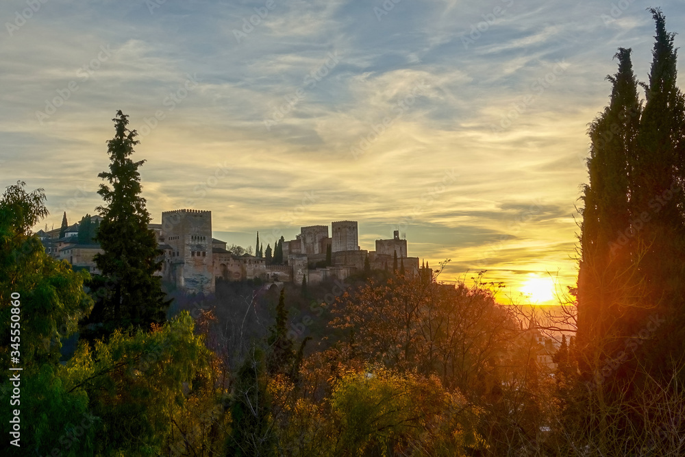 Granada. The fortress and arabic palace complex of Alhambra, Spain Granada. The fortress and arabic palace complex of Alhambra, Spain