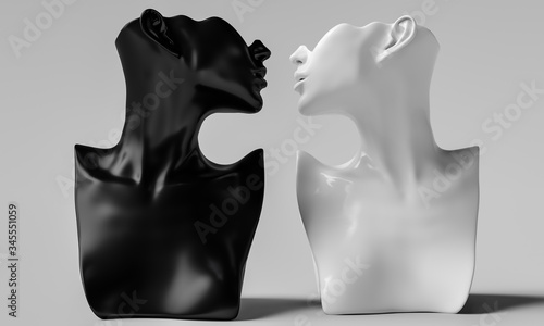 Obraz na plátně Black and White Mannequin busts, earring Jewelry necklace display stand