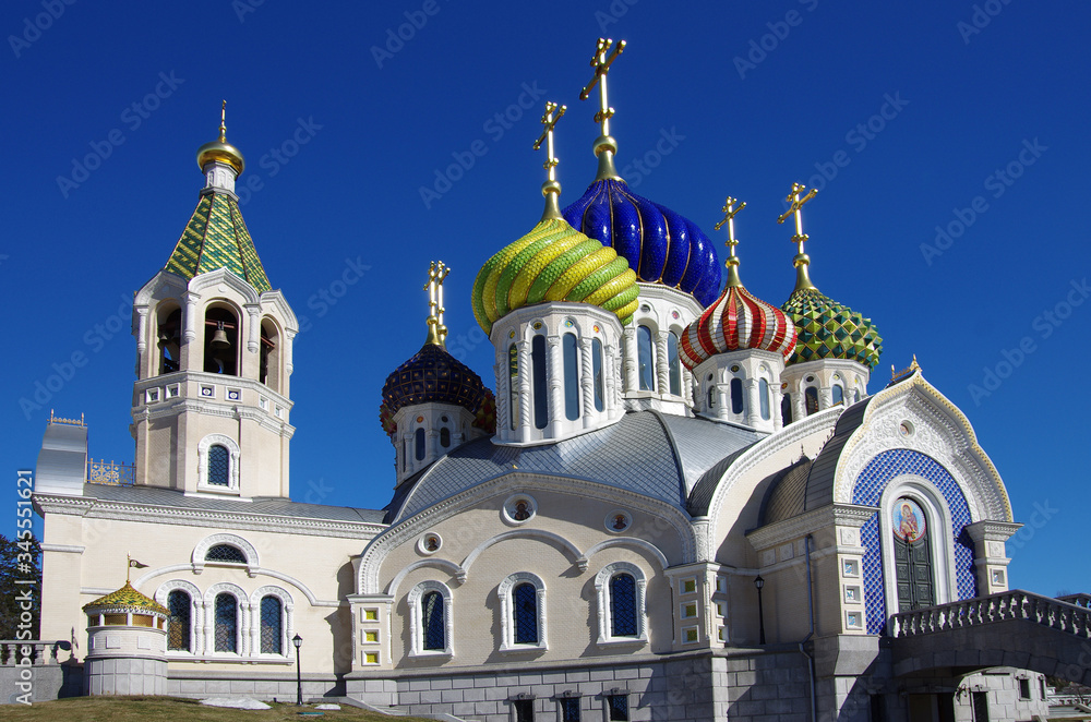 MOSCOW, RUSSIA - March, 2019: Church of the Holy Prince Igor of Chernigov located in the suburban village of Peredelkino
