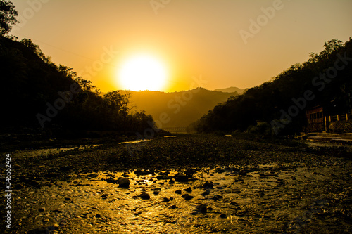 Ganga River at Rishikesh, Located in the foothills of the Himalayas in northern India,
 photo