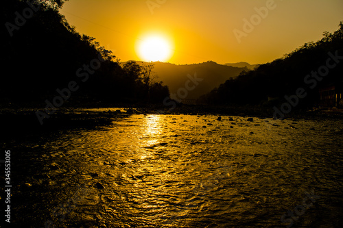 Ganga River at Rishikesh, Located in the foothills of the Himalayas in northern India,
 photo