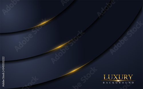 Abstract luxury navy background design with golden lines.