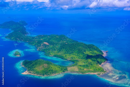 Aerial view of the paradise coast of Busuanga island with beautiful beaches, Coron, Philippines © Simon Dannhauer