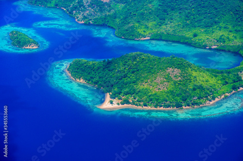 Aerial view of the paradise coast of Busuanga island with beautiful beaches, Coron, Philippines