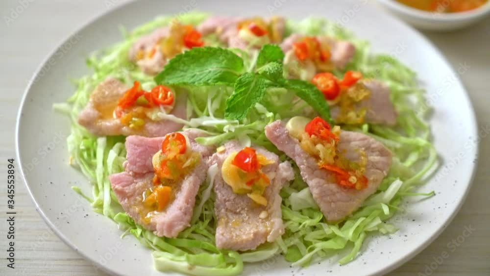 Spicy Pork Salad or Boiled Pork with Lime Garlic and Chili Sauce Spicy Pork Salad or Boiled Pork with Lime Garlic and Chili Sauce