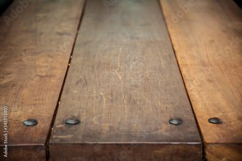 close up top table wooden texture , brown vintage and grunge background.