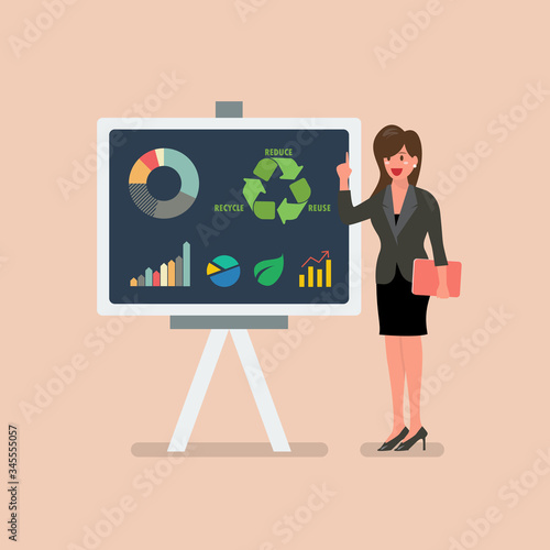 Business woman give presentation analysis