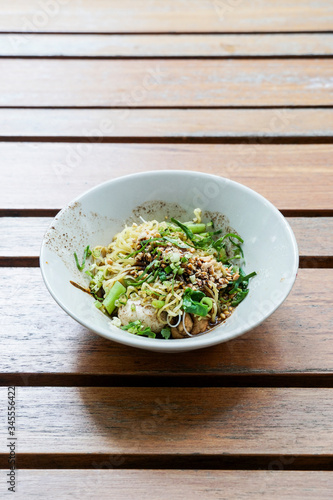 KUAYTIAW REUA. Thai noodle soup Local food in Thailand that can be eaten in general is delicious and cheap, Braised pork noodles,Thai food. photo